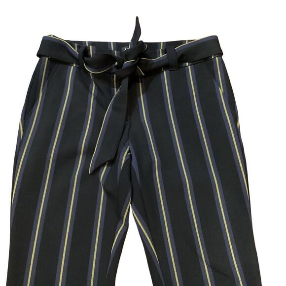 Loft Slim Striped Cuffed Tie Waist Ankle Crop Pants Julie Sz 4 - Picture 4 of 10